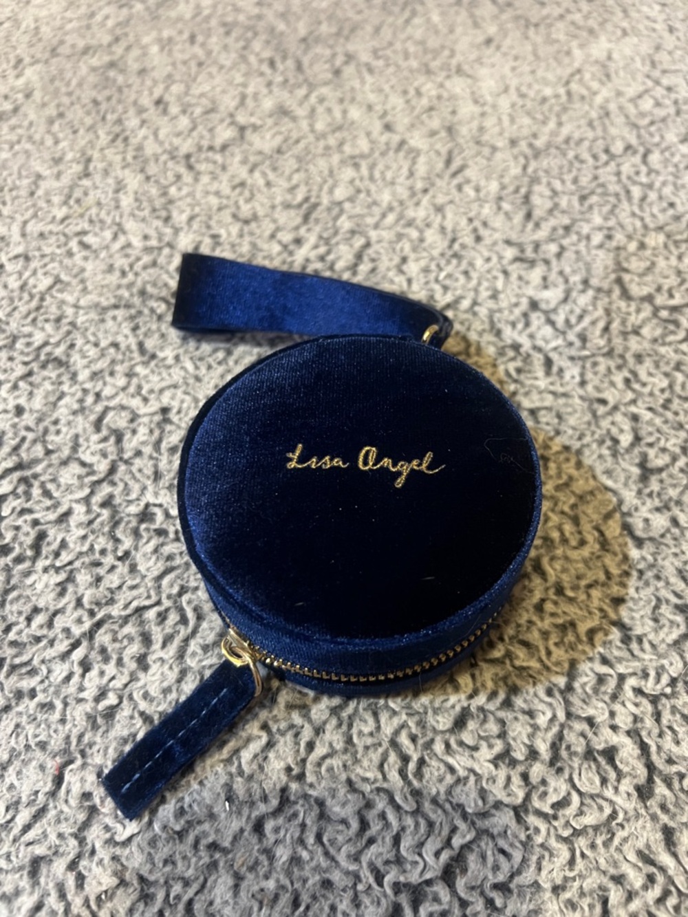 Lisa Angel Starry Night Navy Velvet Round Jewelry Case